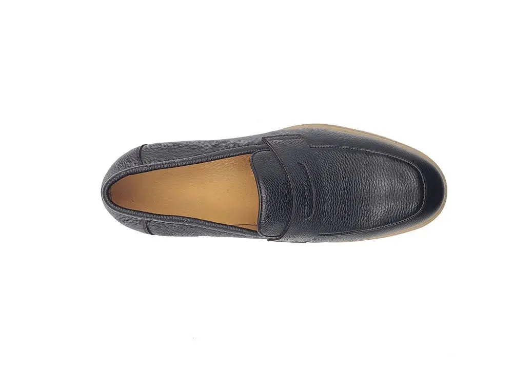 Ladies Canvas Loafers Tumble Calfskin Penny Loafer