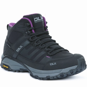DLX Womens Riona Mid Rise Waterproof Walking Boots - Black Snow Boots For Hiking