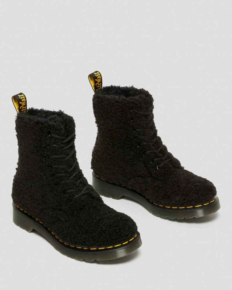 Dr. Martens Women's 1460 Pascal Faux Shearling - Black Lux Borg Dress Shoes Prom