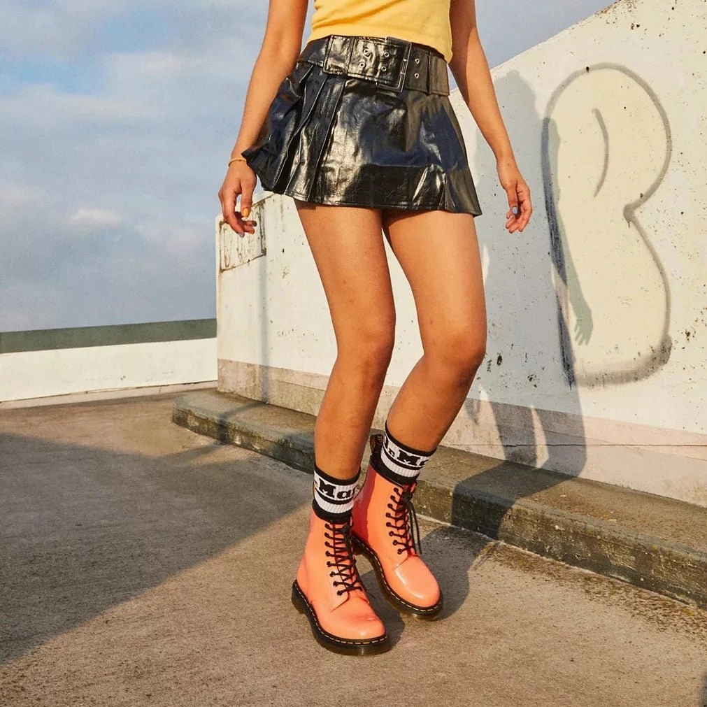 Dress Shoes Red Bottoms Dr. Martens Women's 1460 Patent - Coral Lucido