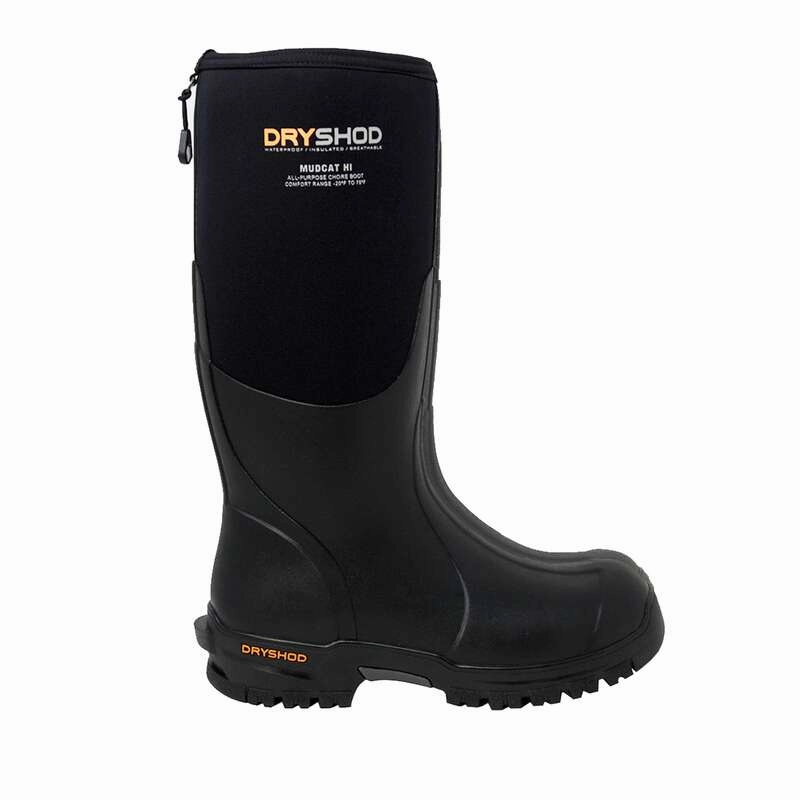 Dryshod Mudcat Rugged Knee High Work Boot | Black | Lightweight |Rubber Waterproof Best Trekking Shoes