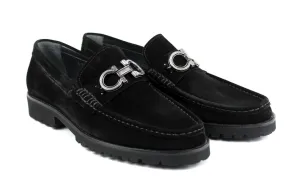 Style: Newport-P041B-Black Suede Slippers Slip On