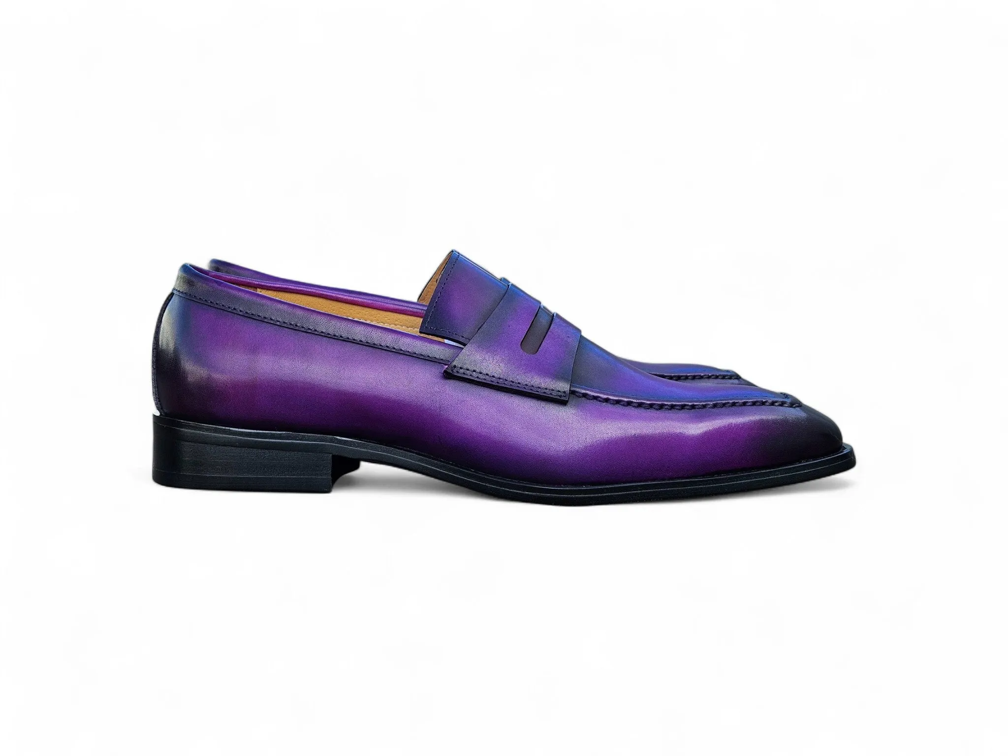 Patina Finished Penny Loafer Leather Dress Loafers