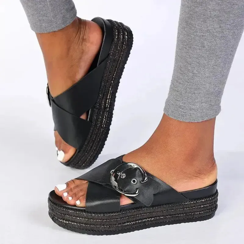 Madison Maven Cross Over Sandal - Black