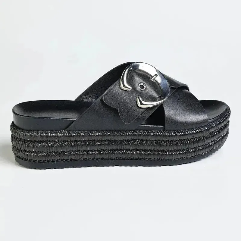 Espadrille Tie Up Madison Maven Cross Over Sandal - Black