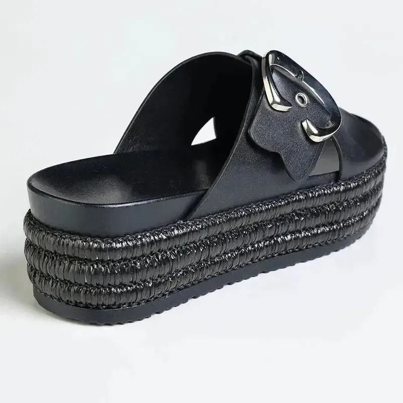 Madison Maven Cross Over Sandal - Black