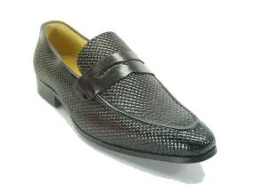 Block Heeled Loafers KS478-110E Carrucci Burnished Woven Penny Loafer