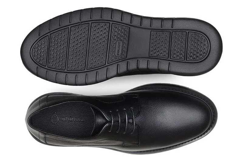 Lace-up Canvas Shoes 'Noah' men's wide-fit EEE vegan-leather shoe by Ahimsa - black