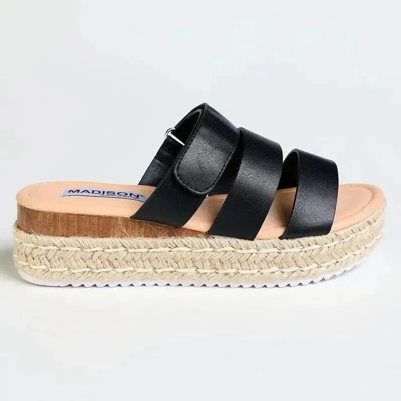Madison Marlene Espadrille Sandal - Black 5 Inch Espadrilles