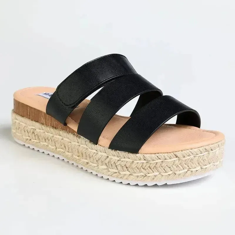 Richie Espadrille Platform Wedge Sandals Madison Marlene Espadrille Sandal - Black
