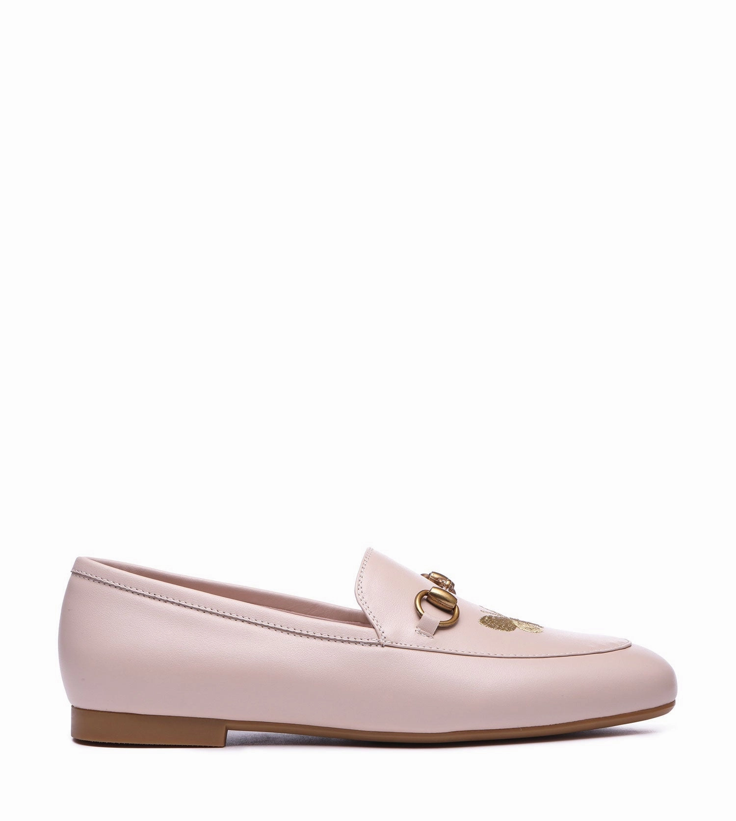 Everau Pink Loafer With Metal Buckle And Butterfly Embroidery White Shoes