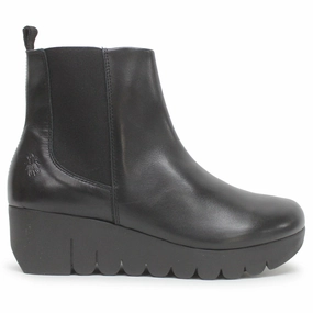 Fly London VAZE177FLY Burn Leather Women's Ankle Black Boots Baker Chelsea Boots