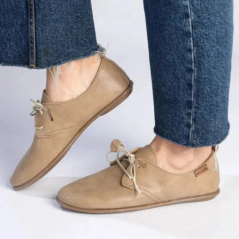 Pierre Cardin Riviera Lace-Up Flat - Beige Rogue With A Brogue