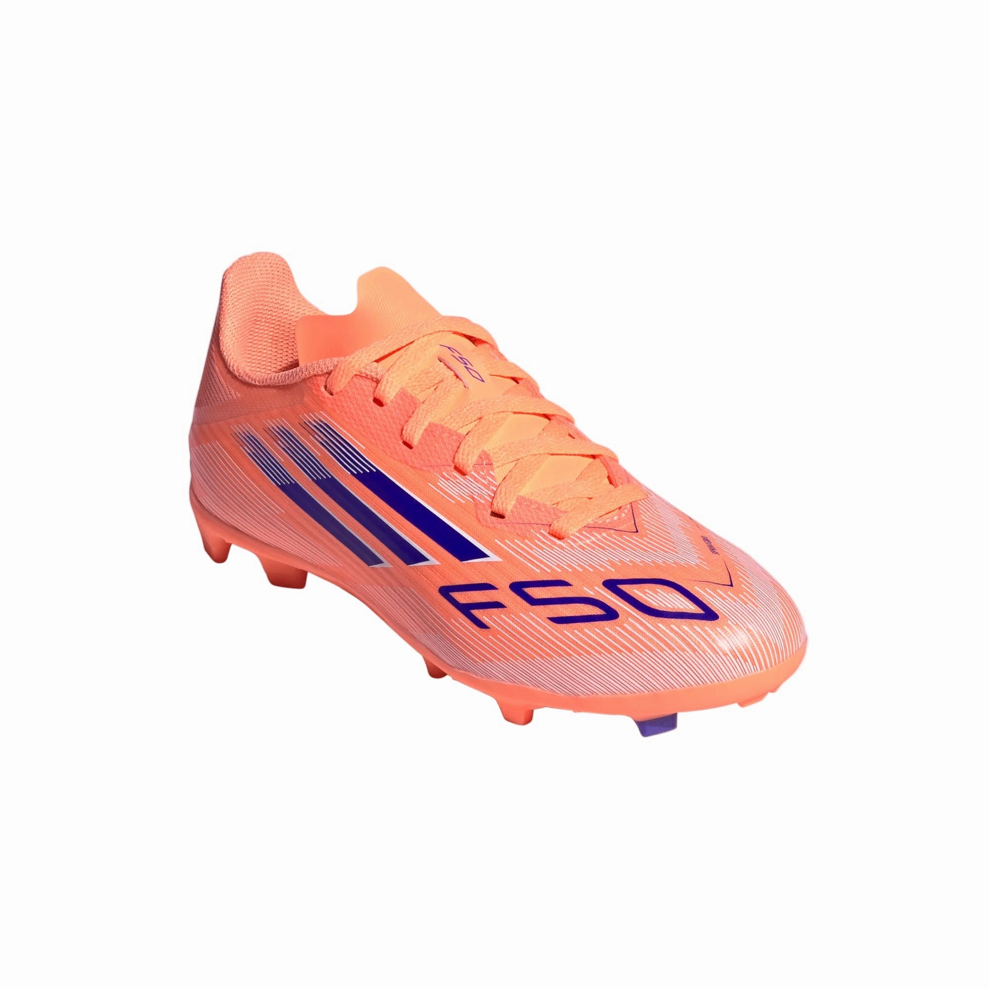 Prism Pack Soccer Cleats Adidas Junior Football Boot F50 League FG/MG Beam Orange/Lucid Blue/Cloud White