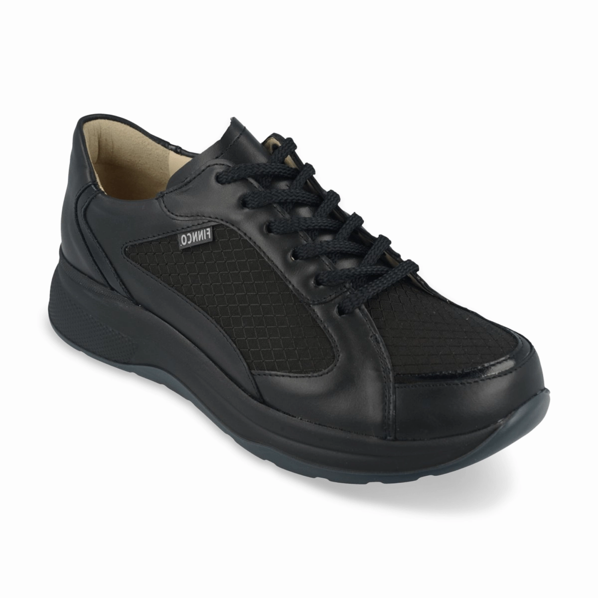 Finn Comfort Women's Piccadilly Black Suede/Patent Harrison Monk Oxfords