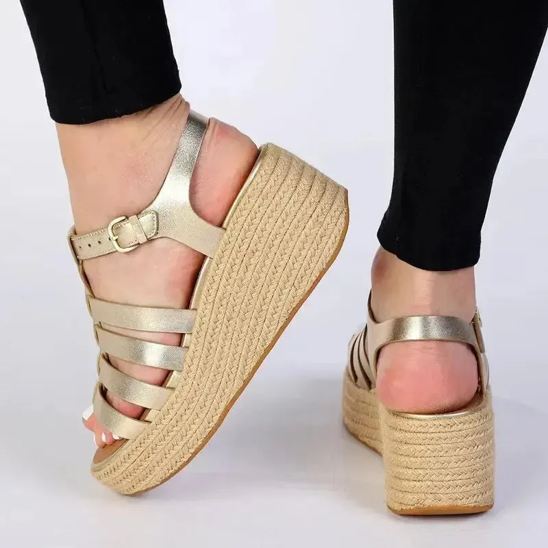 Fit Flop Platform Espadr.Fisherman Wedge - Platino Metallic