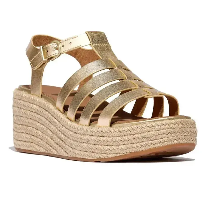 Fit Flop Platform Espadr.Fisherman Wedge - Platino Metallic Prada Espadrille Brogues