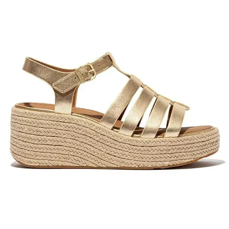 Fit Flop Platform Espadr.Fisherman Wedge - Platino Metallic
