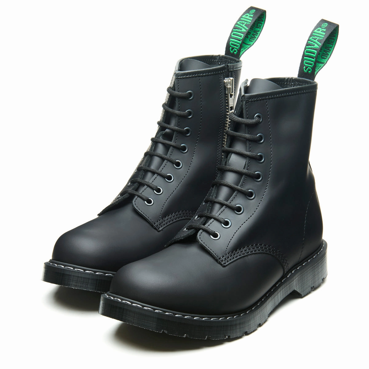 Black Greasy 8 Eye Zip Derby Boot Luxury Derby Shoes