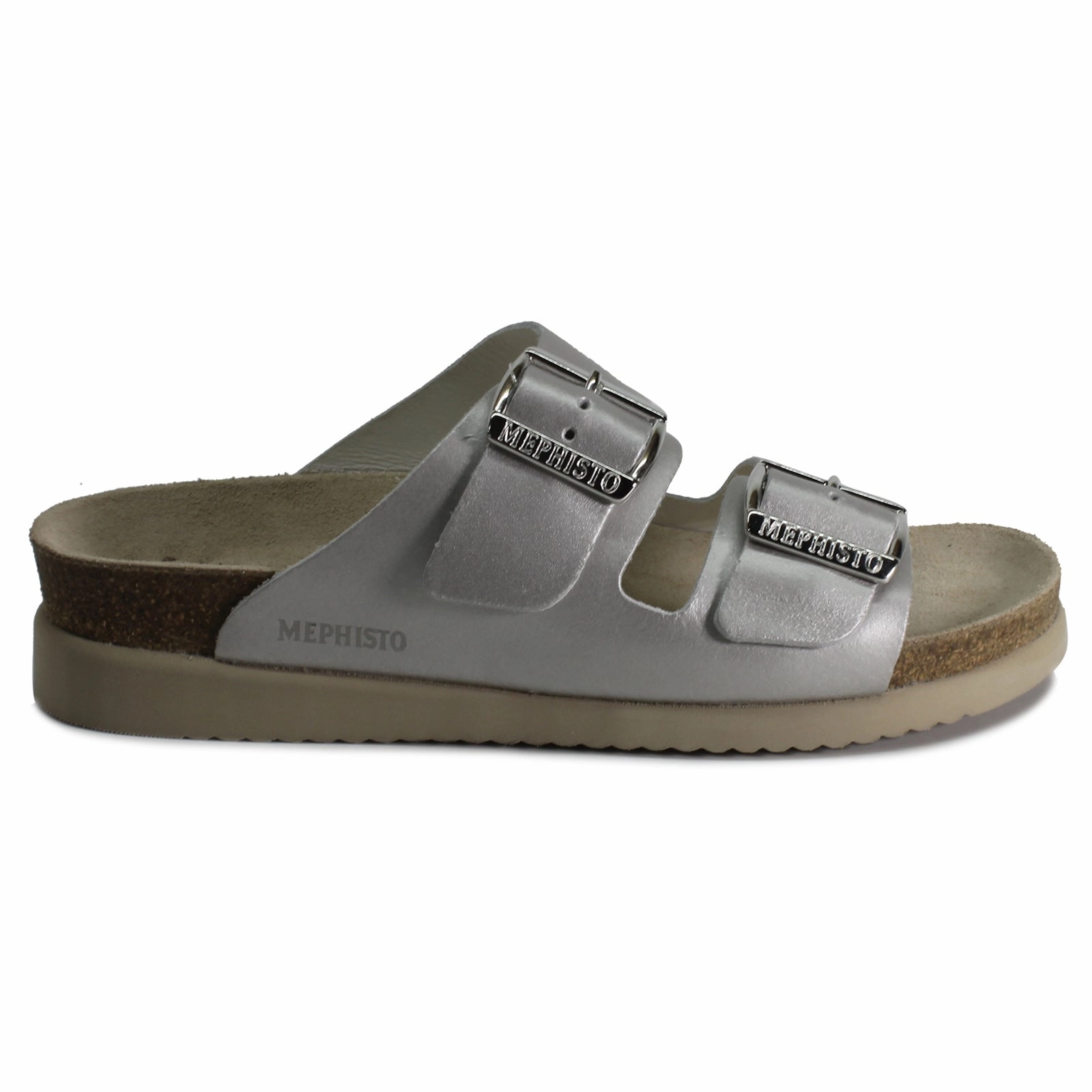 Mephisto Hester Smooth Leather Women's Slip On Silver Sandals Espadrille Slip On Sandals