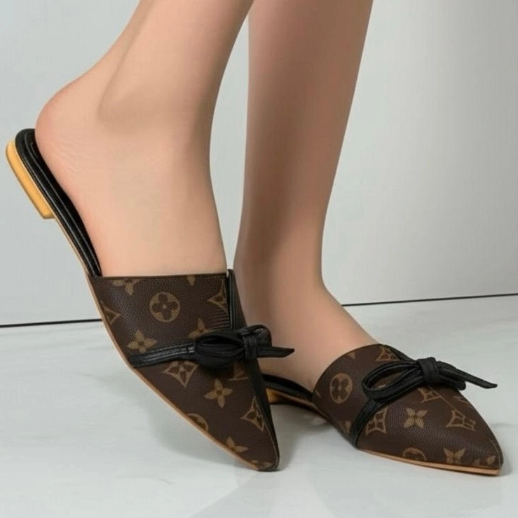 Flower print mule -R24-4 Foldable Flat Shoes