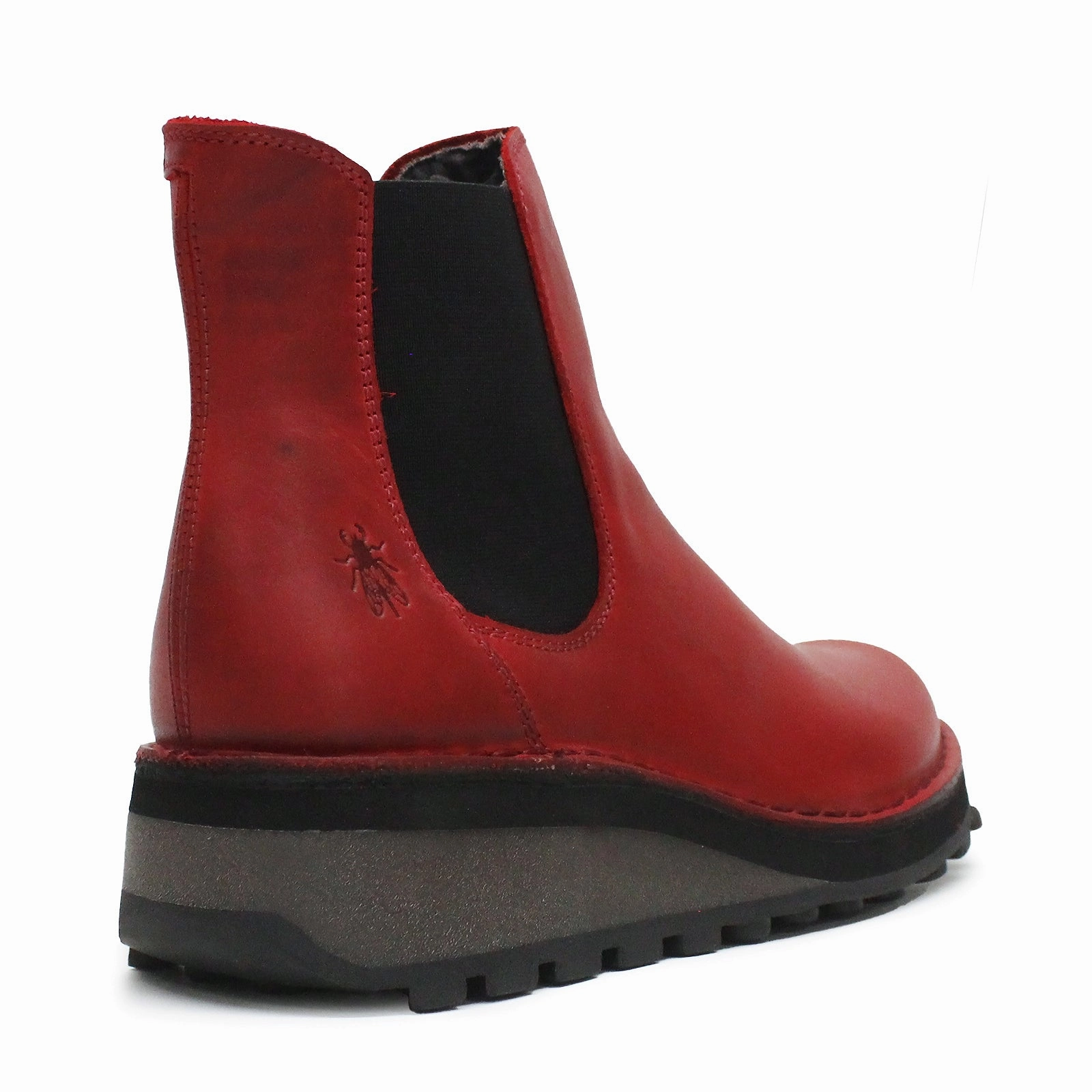 Fly London HUUD148FLY Rug Leather Women's Red Ankle Boots Studded Boots