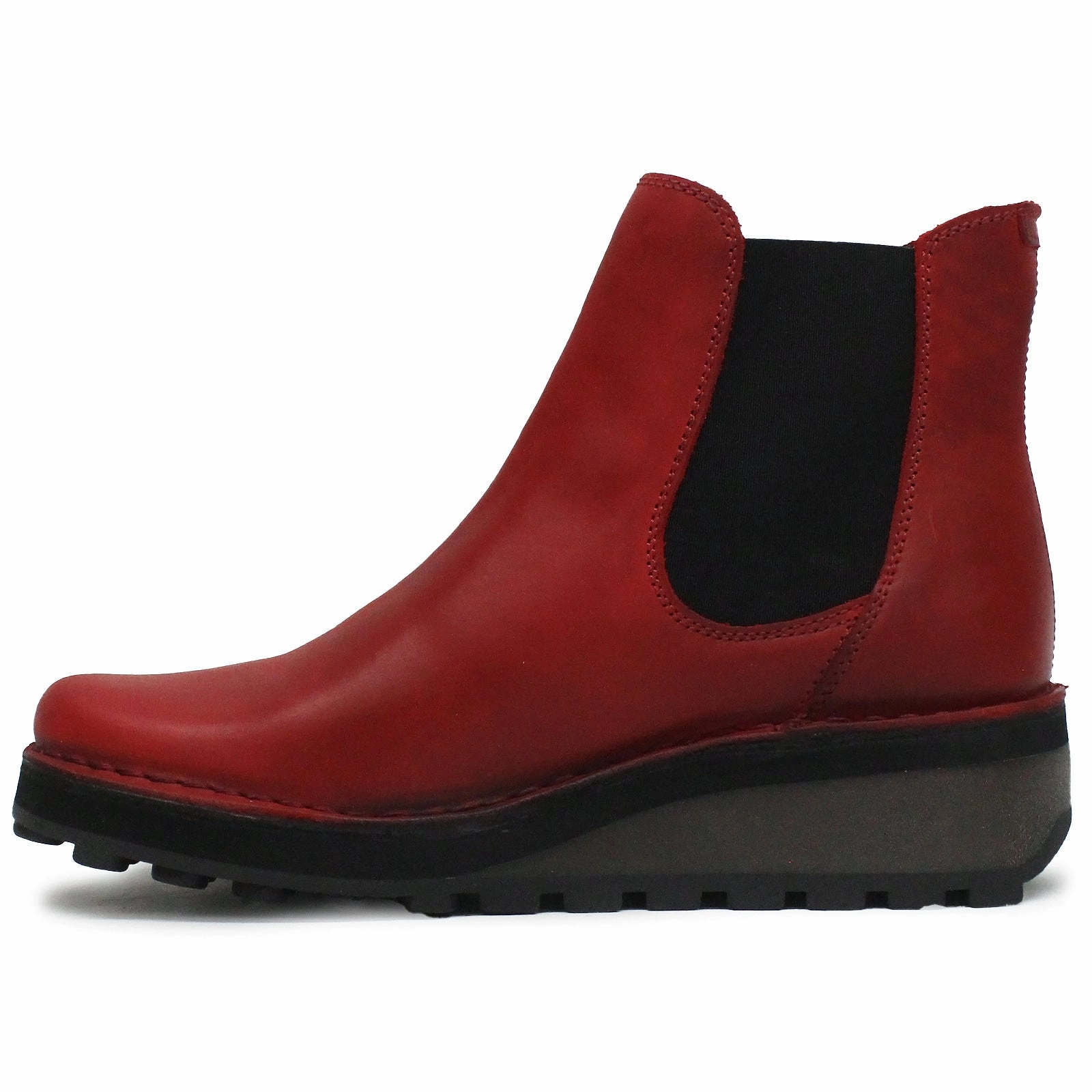 Fly London HUUD148FLY Rug Leather Women's Red Ankle Boots Best Luxury Chelsea Boots