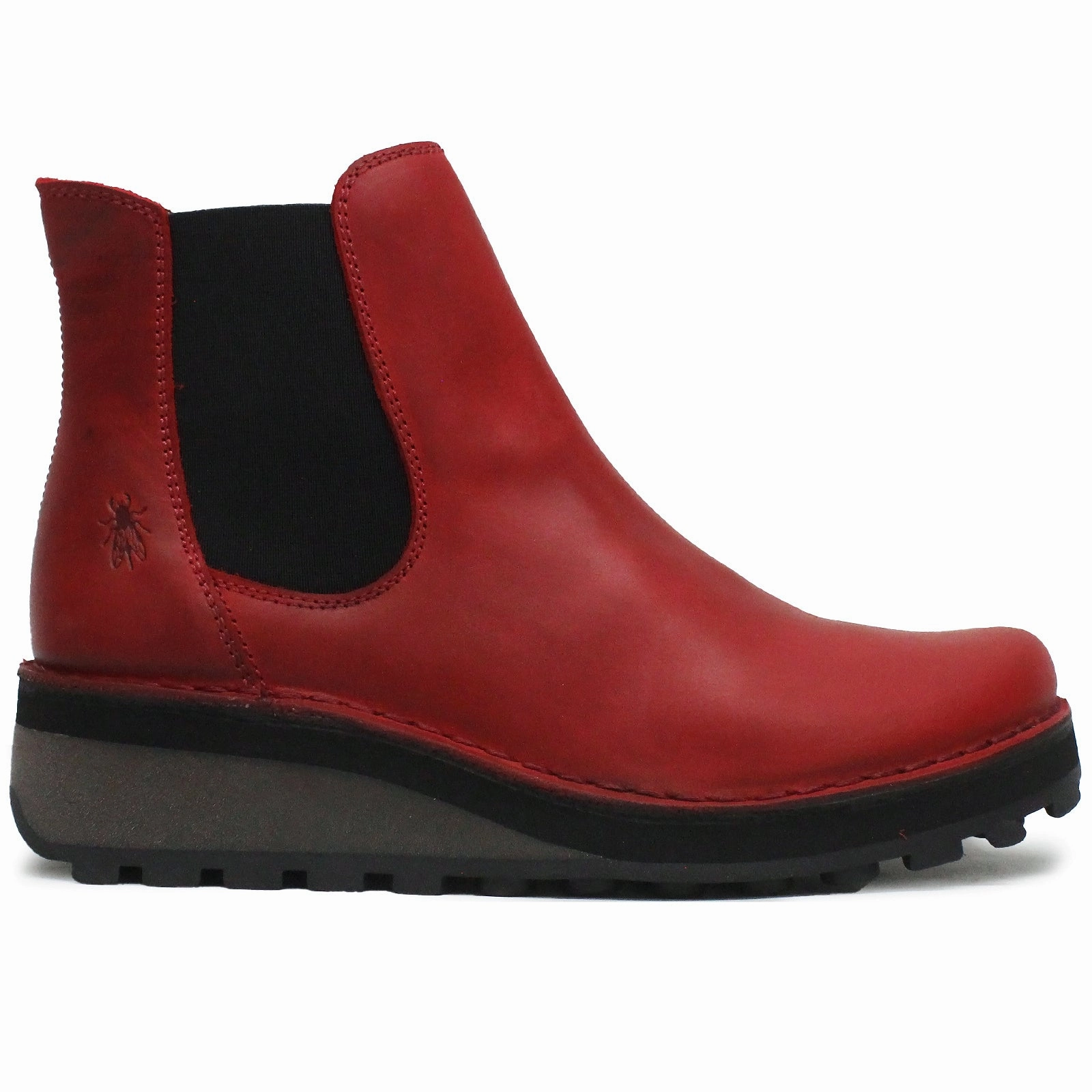 Biker Chelsea Boots Fly London HUUD148FLY Rug Leather Women's Red Ankle Boots