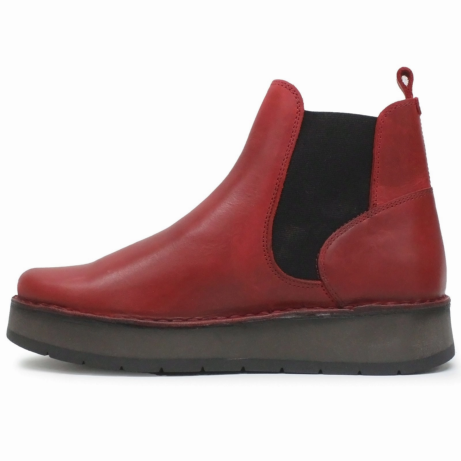 Fly London RAWI131FLY Rug Leather Women's Red Ankle Boots Plt Chelsea Boots