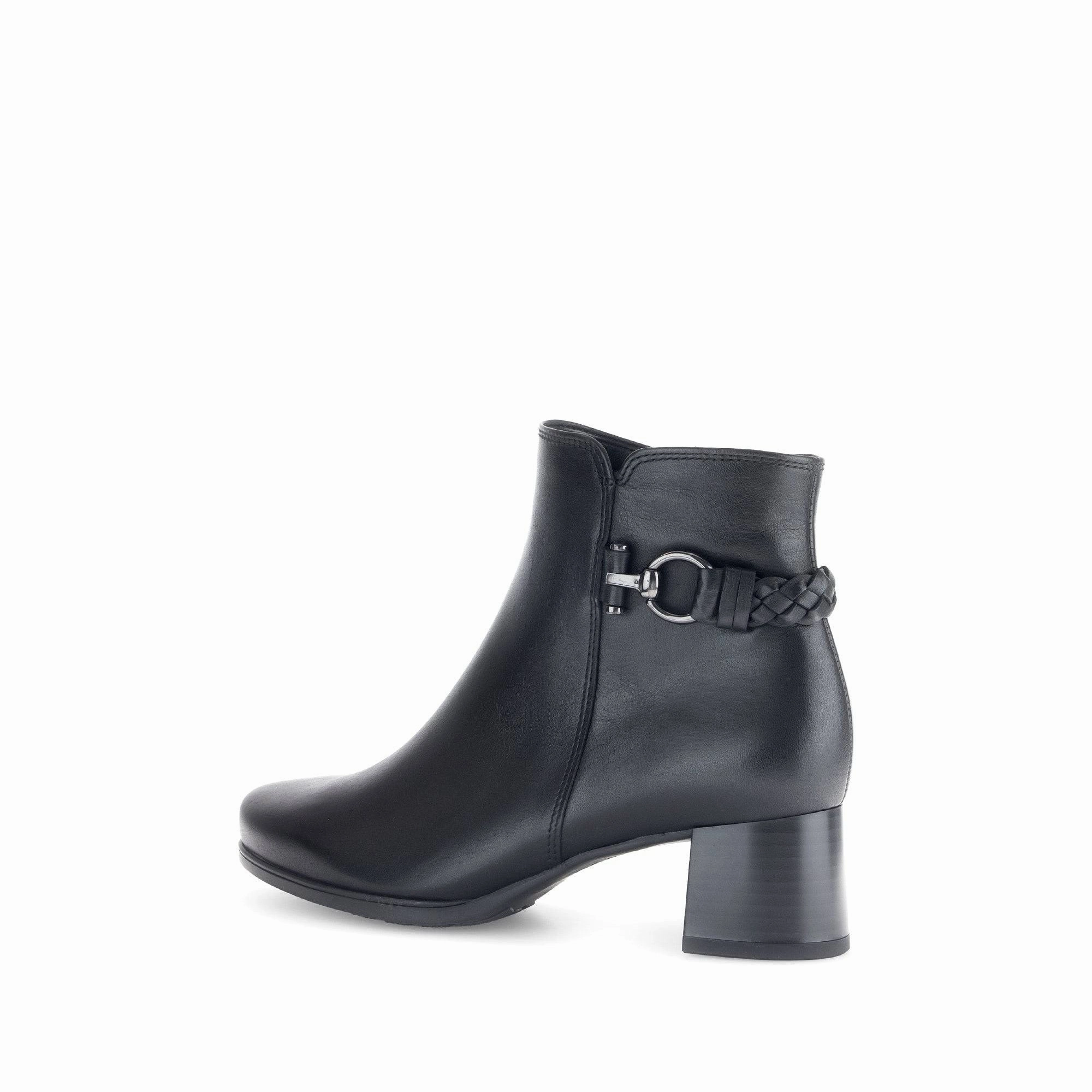 Gabor Kathleen 52.822.57 Ladies Black Wide Leather Side Zip Ankle Boots Rc Boots