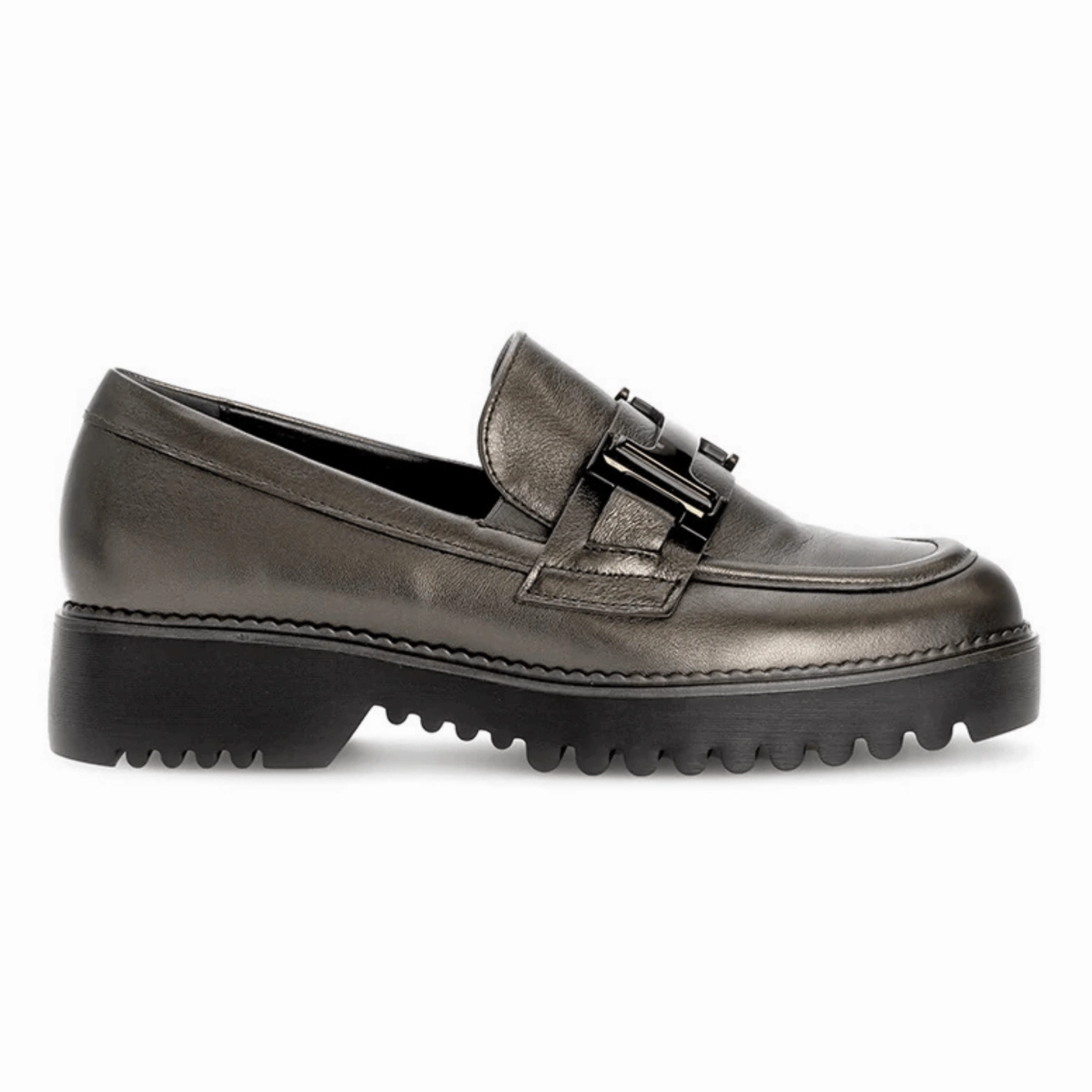 Gabor Women's 72.452.89 Smoke Metallic Leather Parisian Loafers