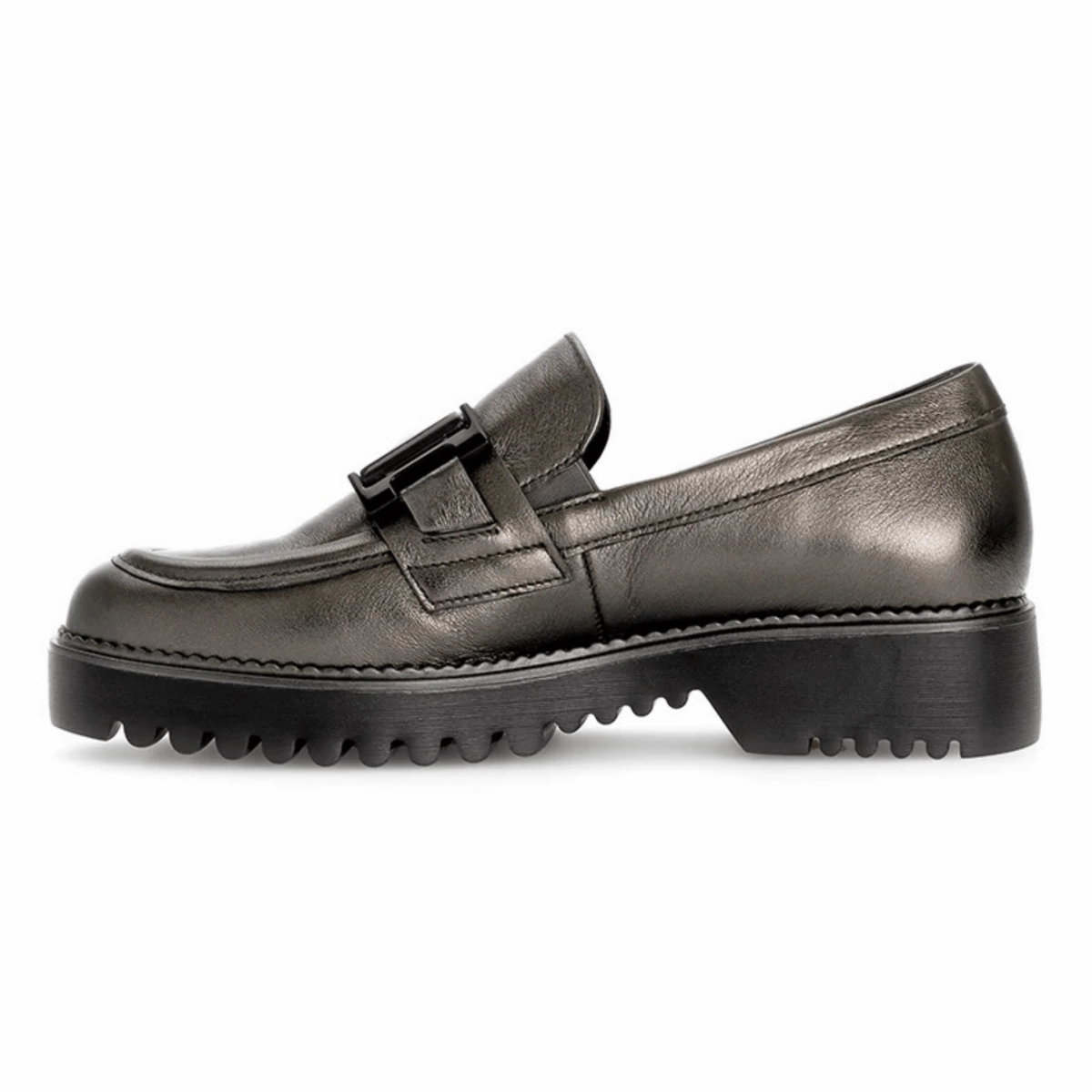 Wedge Penny Loafers Gabor Women's 72.452.89 Smoke Metallic Leather