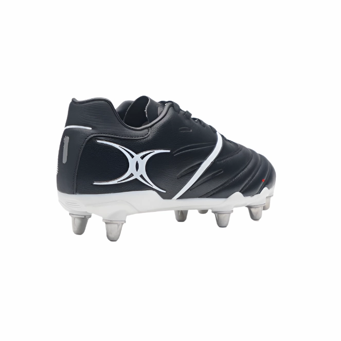 Gilbert Adults Rugby Boot Sidestep X20 Power 8S Black/White Soccer Cleat Turf
