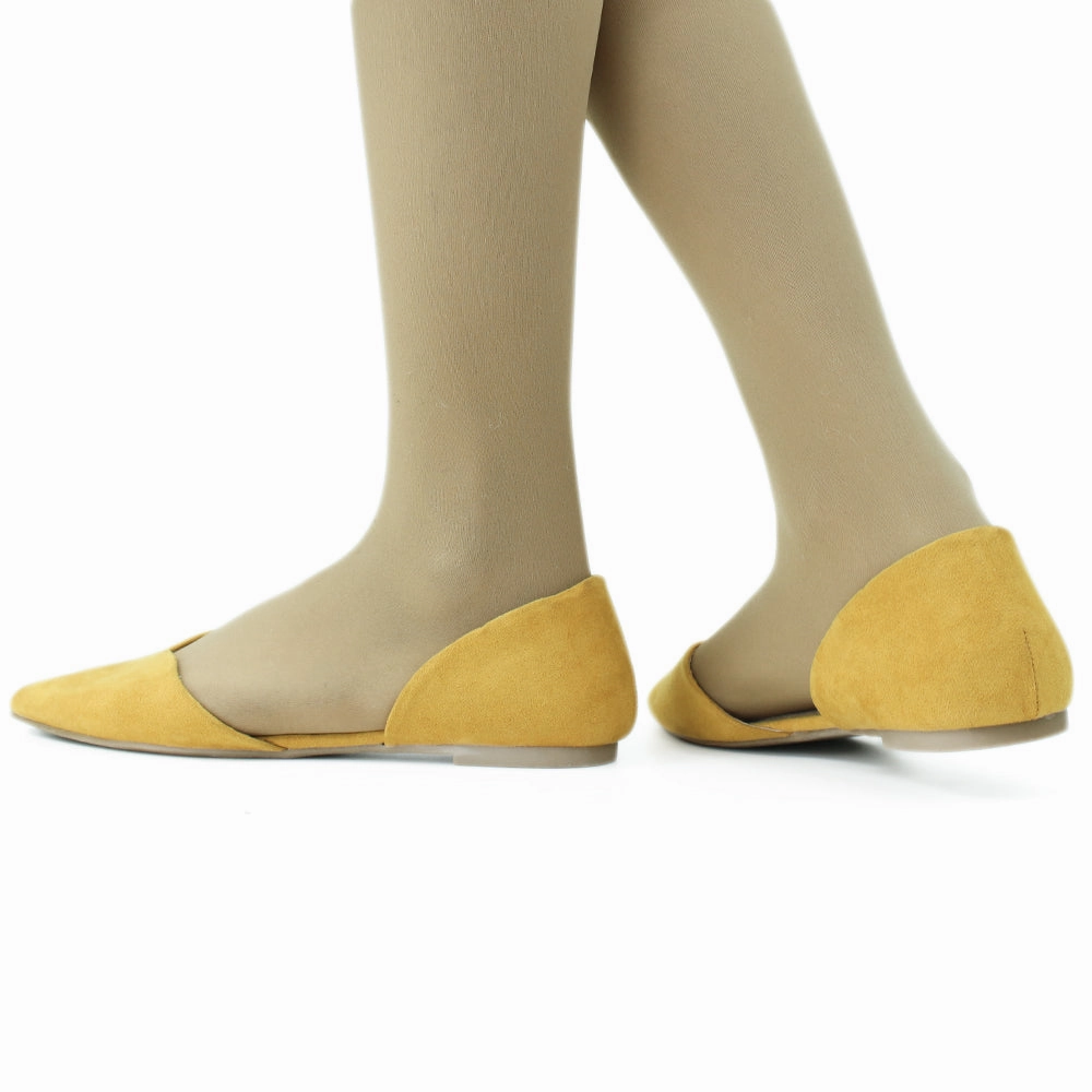 Wedding Shoes Flats Lace Women's Faux Suede Plain Flat,Mustard