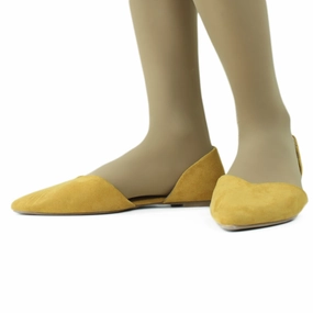 Women's Faux Suede Plain Flat,Mustard Standing Shoes For Flat Feet