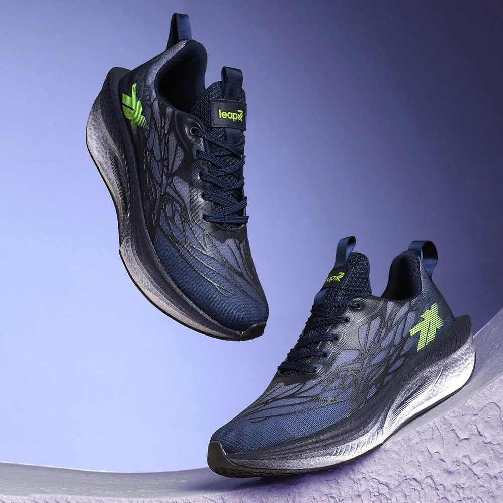 Glycerin Running Shoes Leap7x Navy Blue Sports Lacing Running Shoes For Men XLM-01 By Liberty