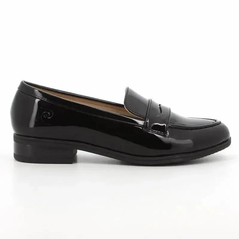 Rollie Brogue Pierre Cardin Ladies Penny Moc Loafer - Black
