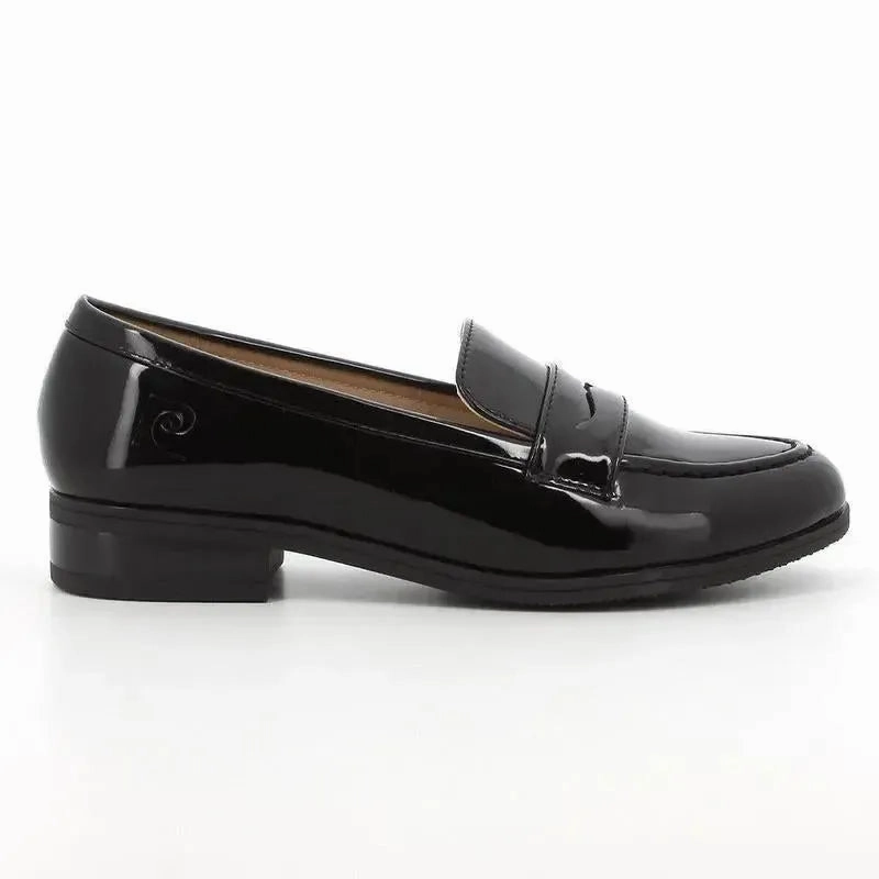 Pierre Cardin Ladies Penny Moc Loafer - Black Traditional Brogue Shoes