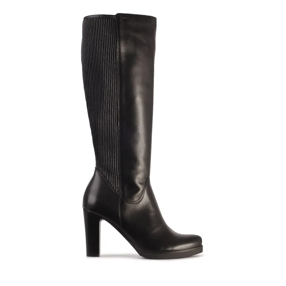 Knee High Boots Heeled Bioeco Womens Boot 7450 Black Leather