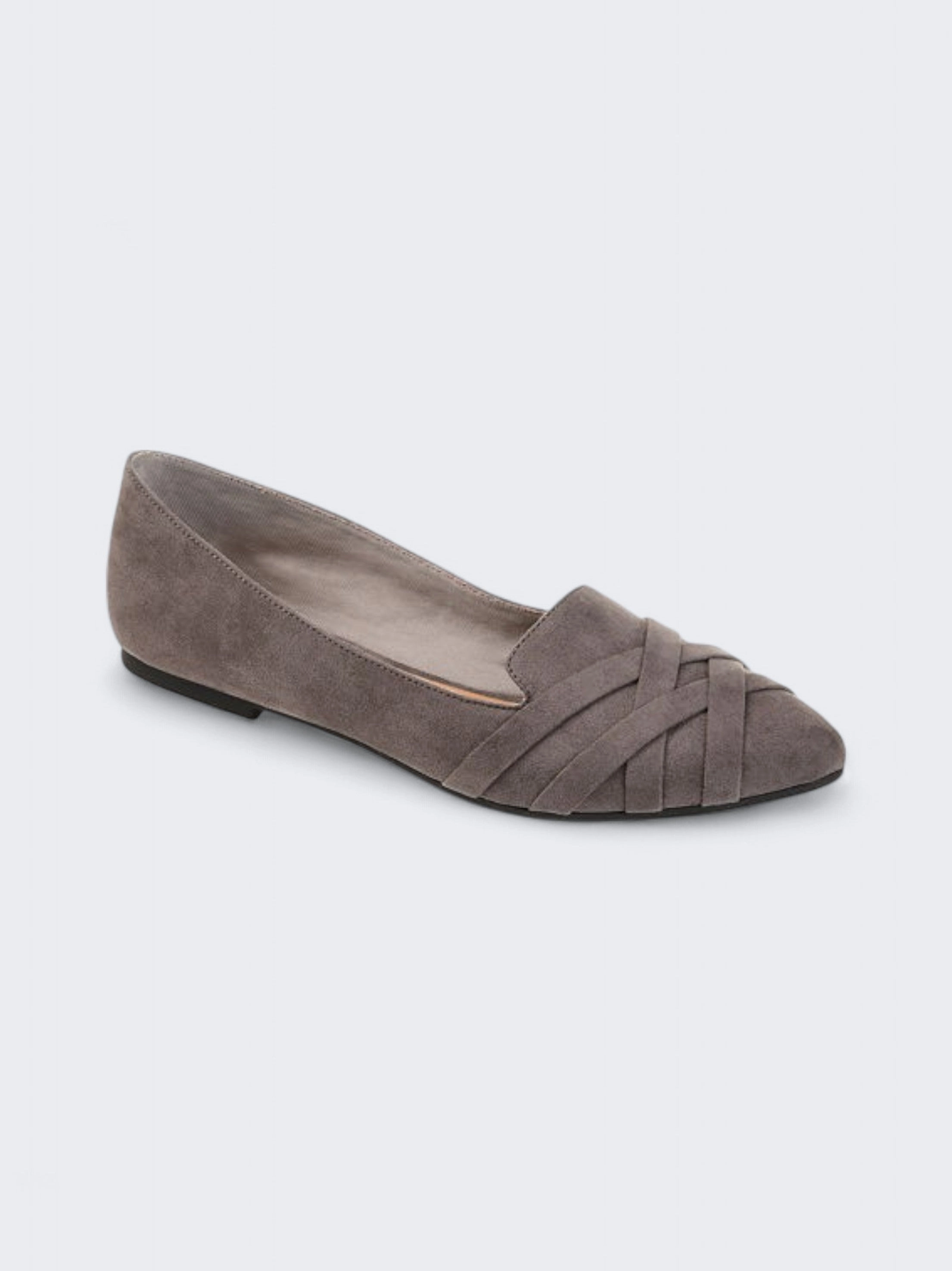 Women's Textured Nubuck Flat Bellerinas,Grey Knitted Flat Shoes
