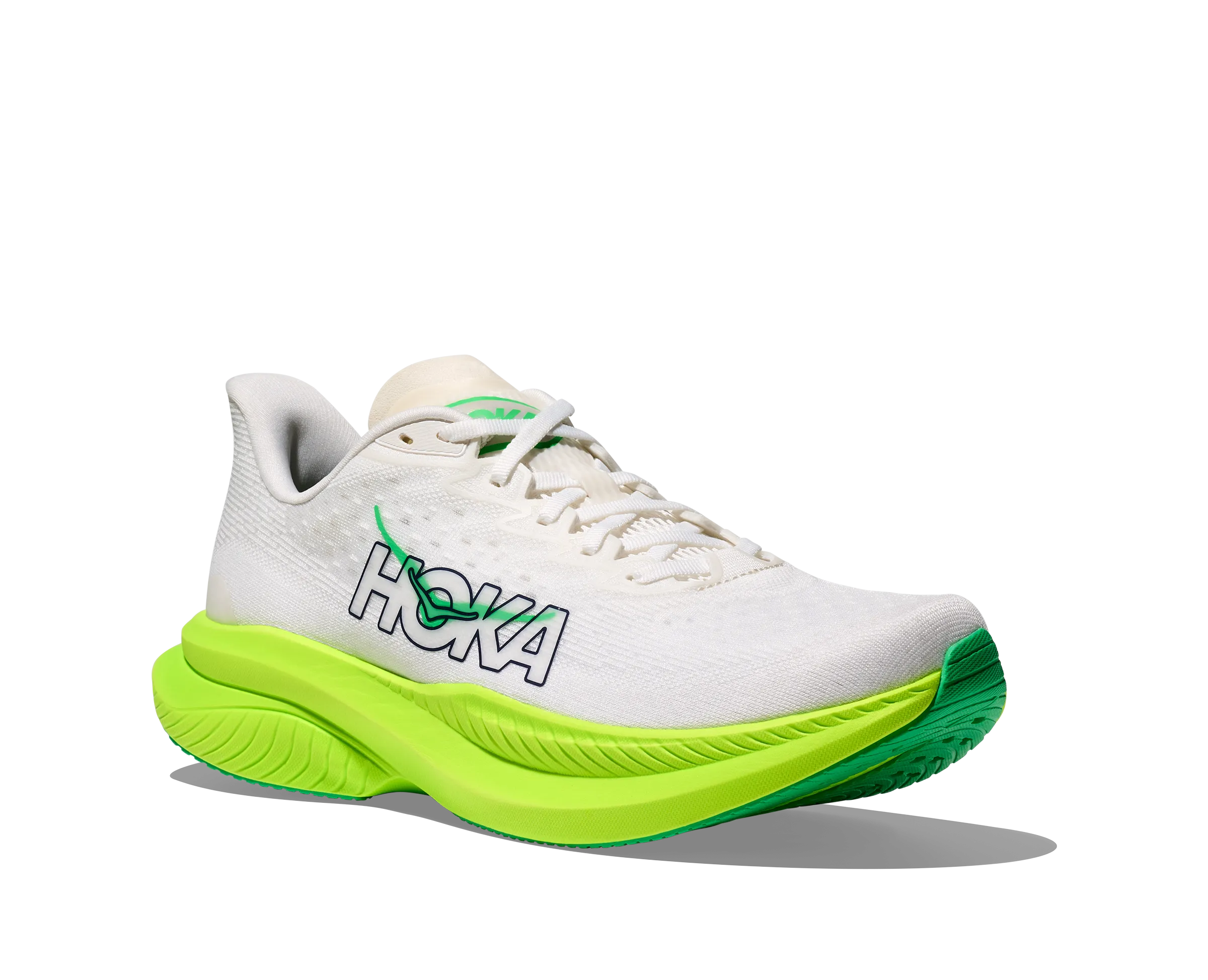 HOKA Men's Mach 6 - WHITE / NEON LIME Best Running Shoes For Bad Ankles