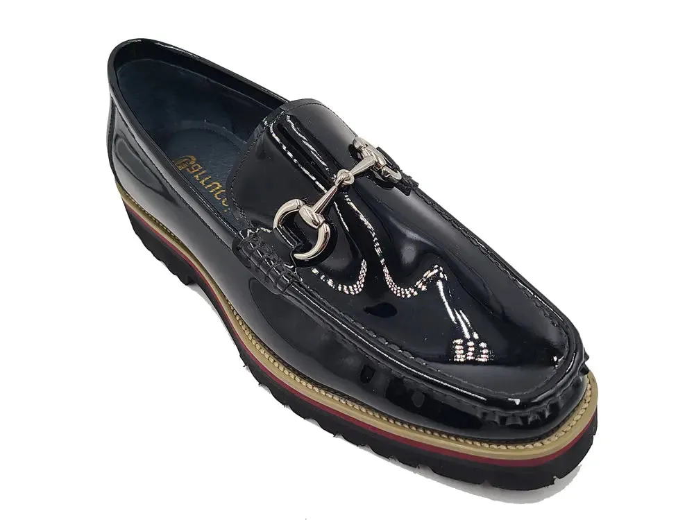Leather Moccasin Loafers Horse Bit Loafer in Lug Sole