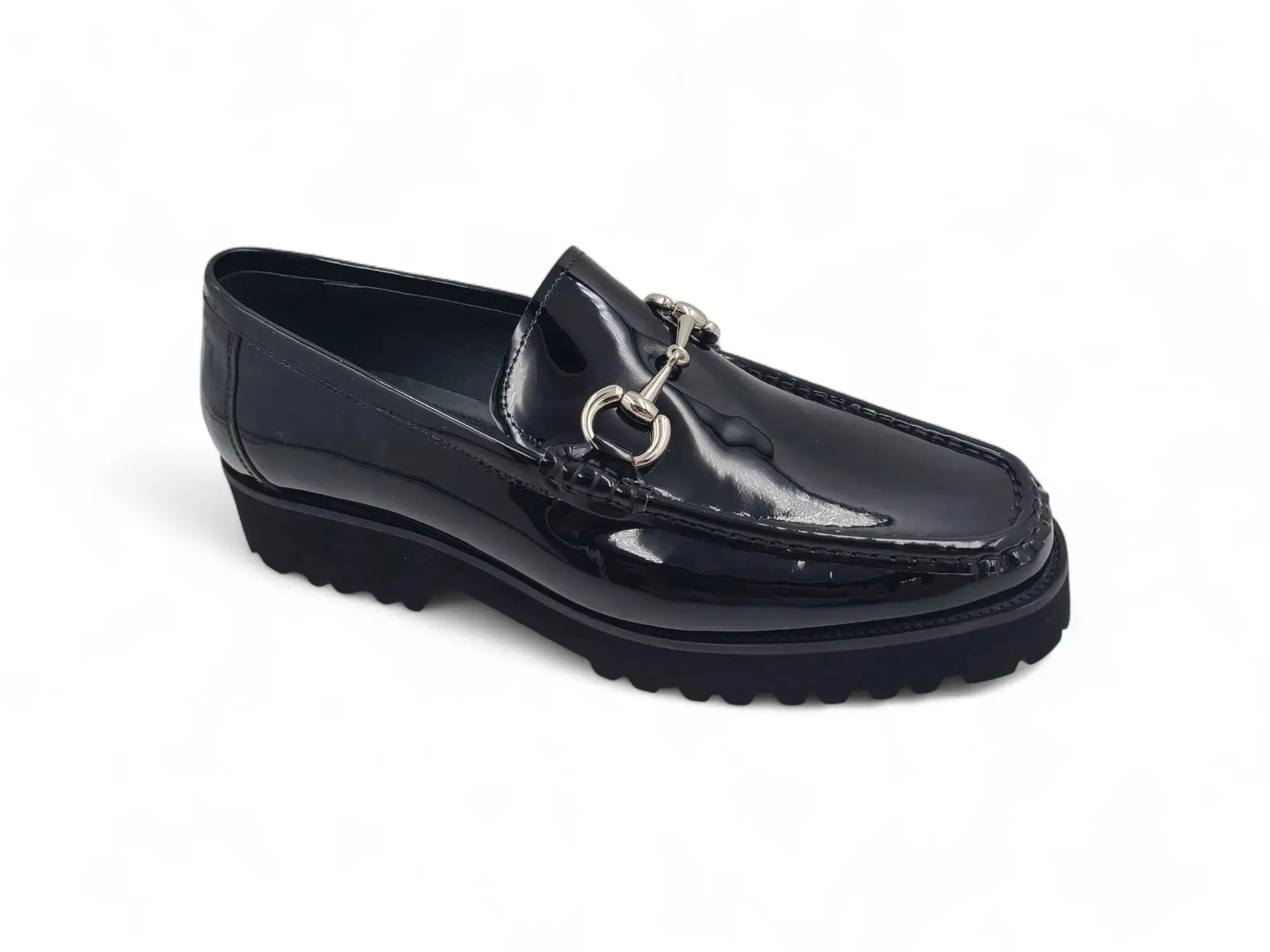 Silver Platform Loafers Horse Bit Loafer in Lug Sole