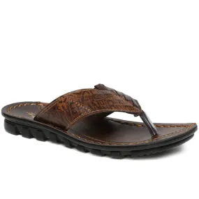 Gold Heeled Flip Flops Men's Brown Vertex Flip-Flops