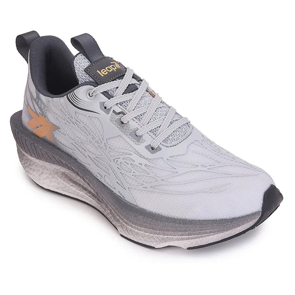 Running Shoes With Support Leap7x Light Grey Sports Lacing Running Shoes For Men XLM-01 By Liberty
