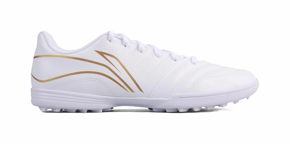Soccer Cleats Velcro Li Ning Long Song Series TF Turf Soccer Cleats - Cushioned & Durable for Artificial Grass Unisex White Gold