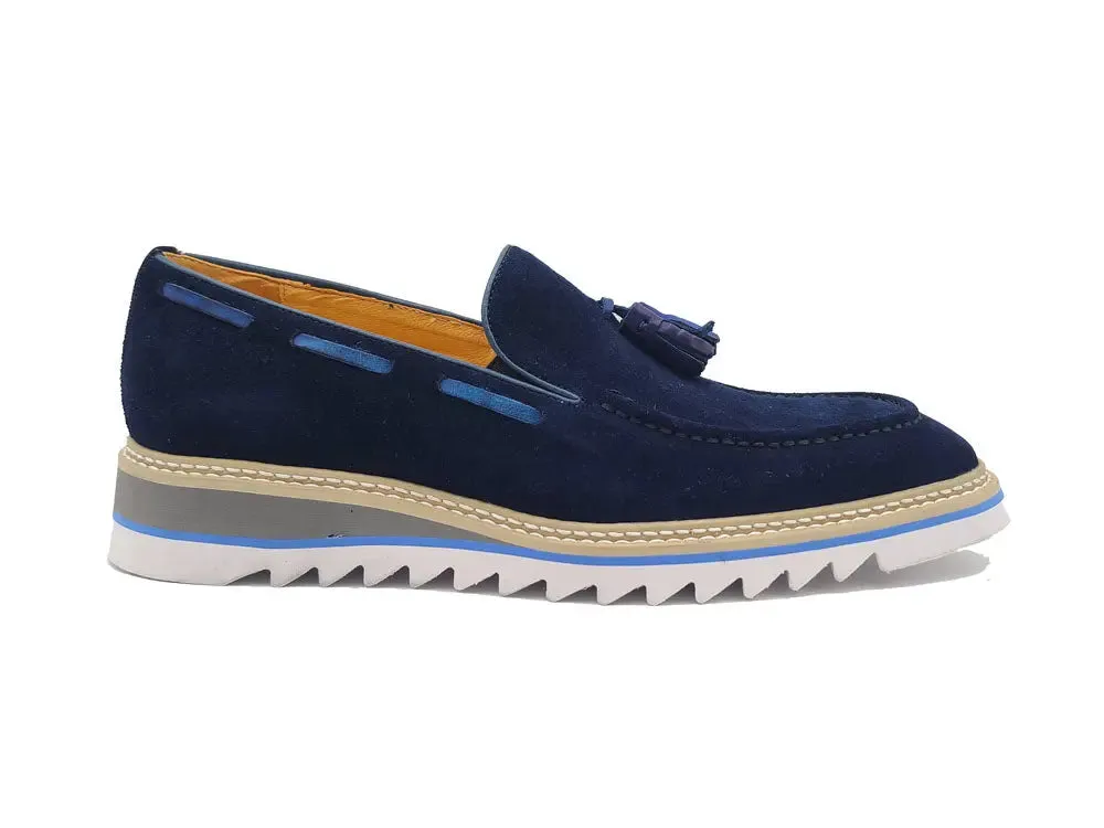Venetian Suede Loafer with Calfskin Tassel Soft Loafers