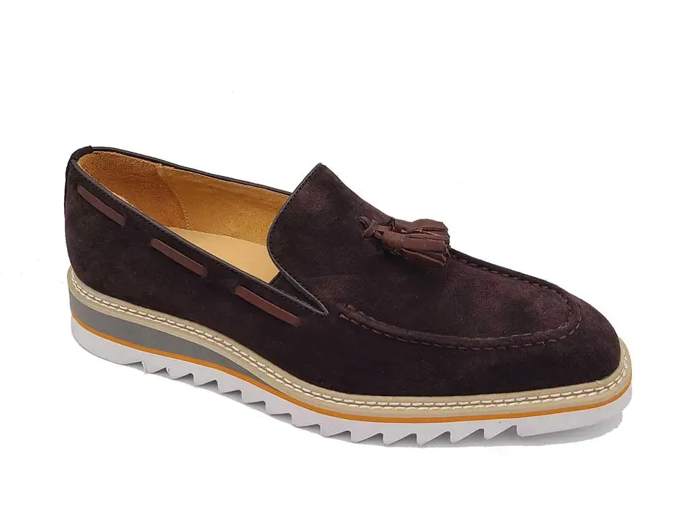Venetian Suede Loafer with Calfskin Tassel Loafers Shows