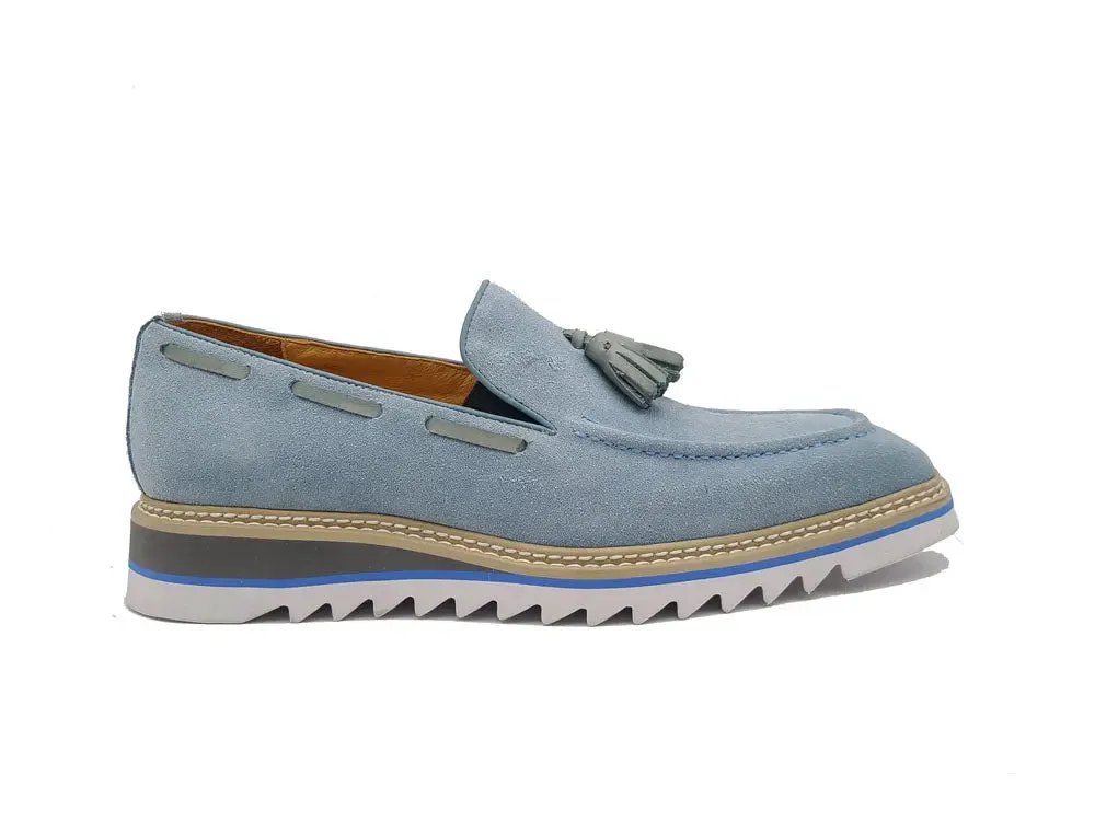 Venetian Suede Loafer with Calfskin Tassel Loafers In Jeans