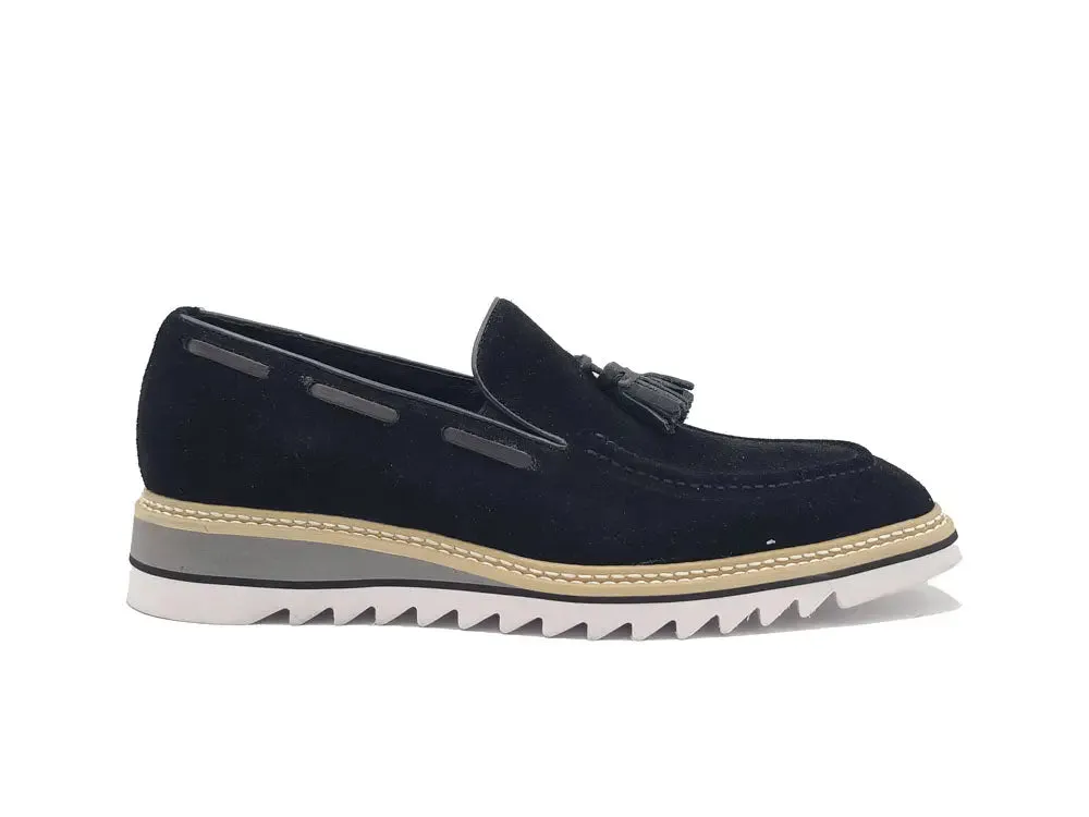 Venetian Suede Loafer with Calfskin Tassel Swims Loafers